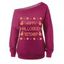 Sweat-shirt d'Halloween à Imprimé Sorcières à Col Oblique - Violacé rouge M