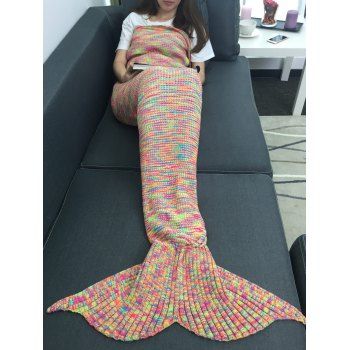 

Keep Warm Acrylic Knitting Colorful Mermaid Tail Design Blanket, Colormix