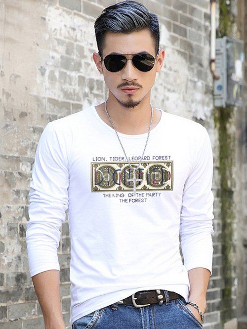 

Graphic Print Long Sleeve T-Shirt, White