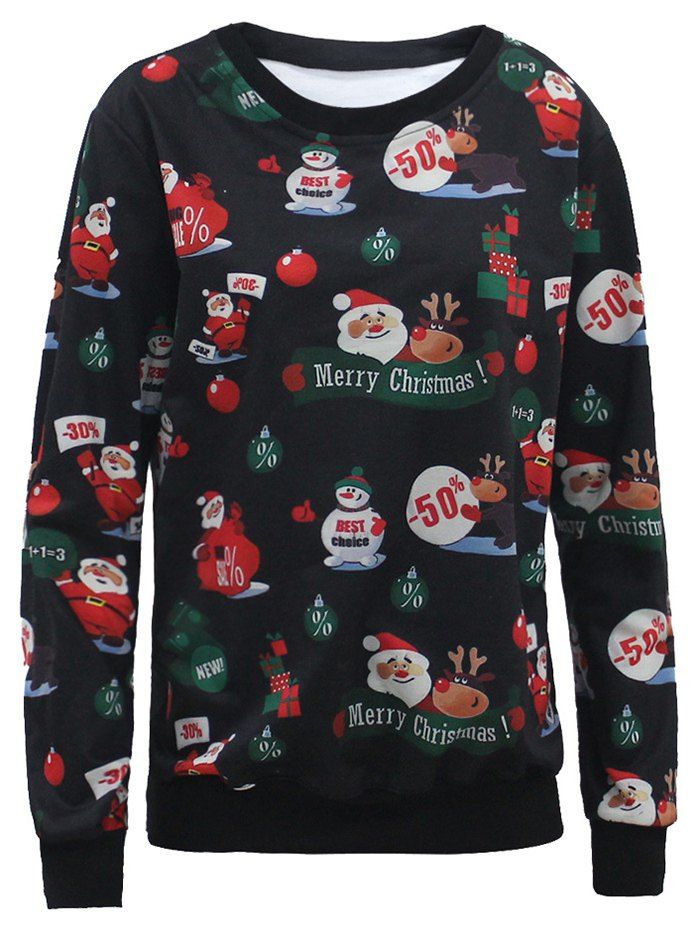 

Santa Claus 3D Print Christmas Sweatshirt, Black