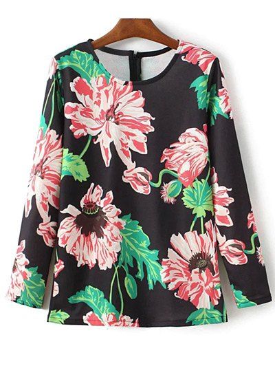 

Large Floral Sweatshirt, Black