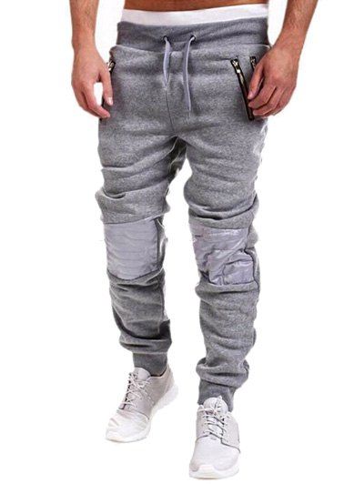 

Insert Zippered Drawstring Jogger Pants, Gray
