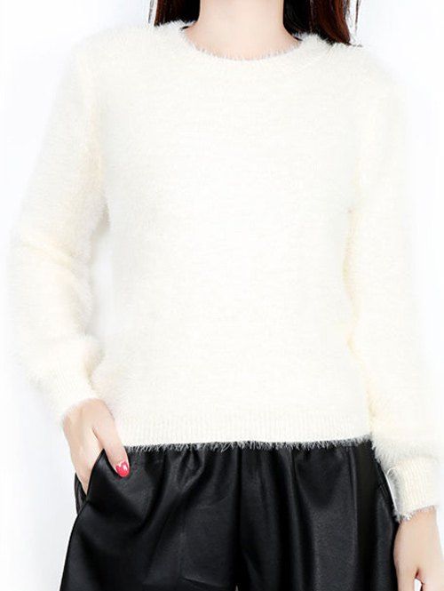 

Fur Embellished Textured Sweater, Off-white
