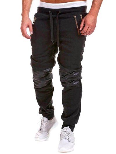 

Insert Zippered Drawstring Jogger Pants, Black