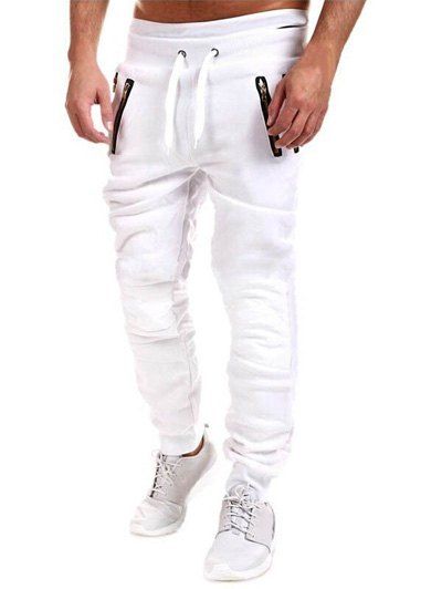 Insérez Pants Zippered Drawstring Jogger - Blanc 2XL