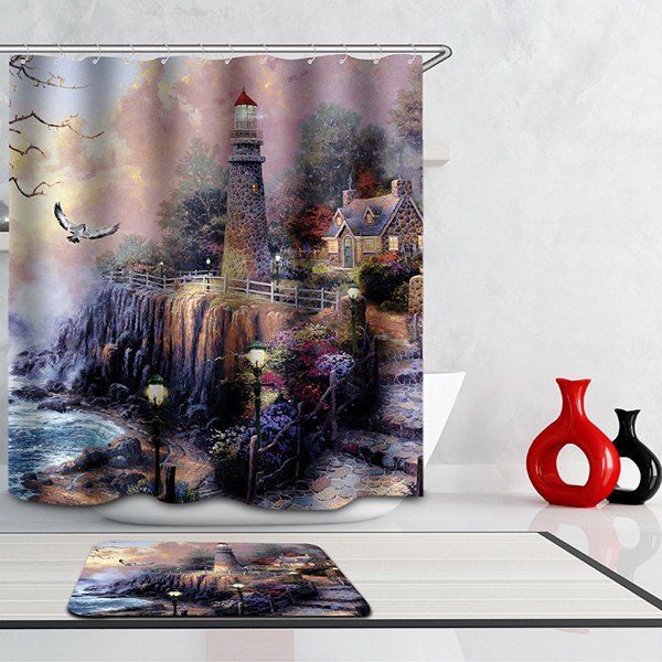 

Mouldproof Waterproof Lighthouse Printed Shower Curtain, Colormix