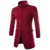 Tournez-Down Collar Zip-Up Coat Allonger Woolen - Rouge vineux 2XL