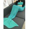 Portable Knitting Vague Stripe Mermaid Tail design Blanket - Vert clair 