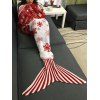 Warmth Snowflakes and Santa Claus Pattern Knitting Christmas Mermaid Blanket - RED L