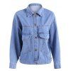 Pocket Design Oversized Denim Jacket - LIGHT BLUE L