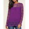 Lace Spliced ​​Floral ajouré Crochet Blouse - Pourpre L