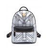 Motif géométrique en cuir PU broderie Sac à dos - Argent et Noir 