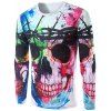 T-shirt à manches longues avec imprimé 3D Skull coloré - multicolore 2XL