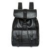 Buckle Strap Flap Drawstring Backpack - BLACK 