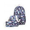Couleur Bloc Zippers Floral Print Backpack - Bleu profond 