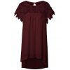 Robe D'été Tunique en Chiffon Jointive Dentelle - Rouge Foncé M