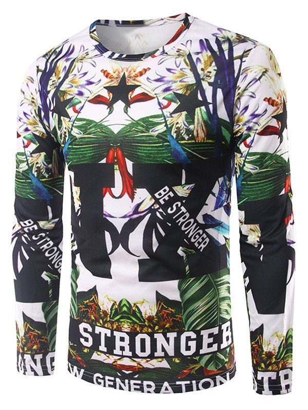 

Long Sleeves 3D Graphic Print T-Shirt, White