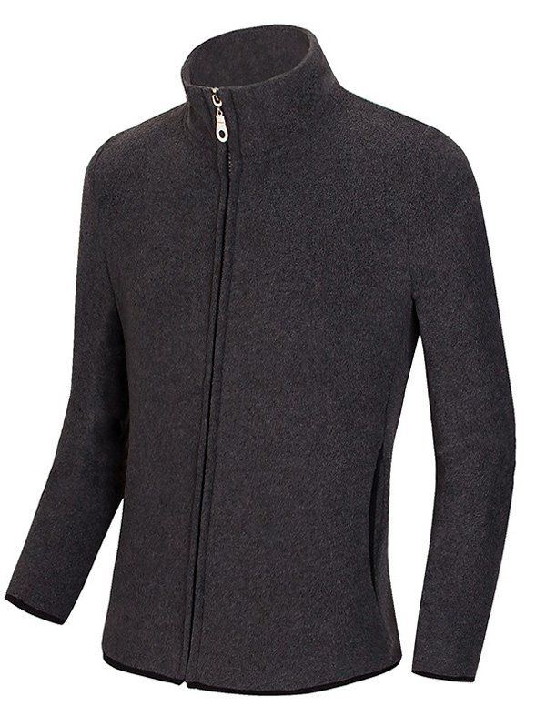 

Zip Up Stand Collar Polar Fleece Sweatshirts, Deep gray