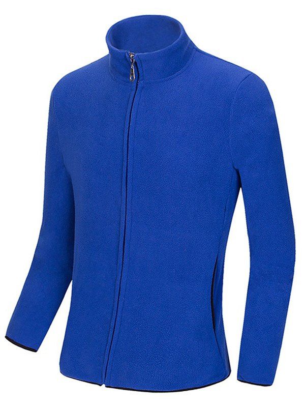 

Zip Up Stand Collar Polar Fleece Sweatshirts, Sapphire blue