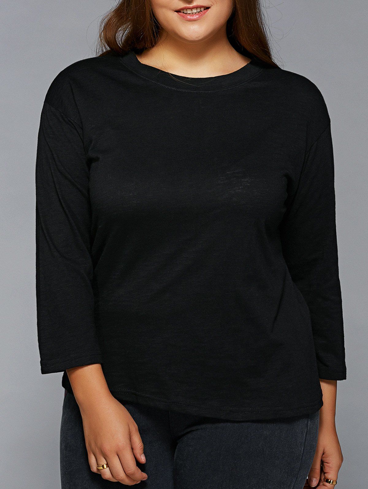 

Plus Size Jewel Neck T Shirt, Black