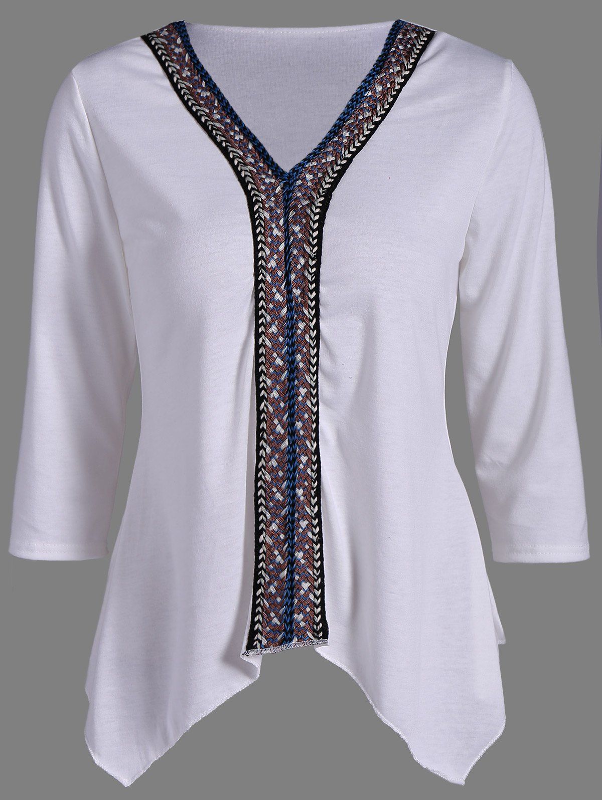 

V Neck Handkerchief Blouse, White