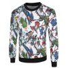 Ras du cou à manches longues Oiseaux 3D et Florals Sweatshirt Imprimer - Blanc XL