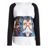 Masque Halloween Imprimer Raglan manches T-shirt - Blanc et Noir M