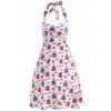 Halter Bat Pumpkin Robe imprimé vintage - Blanc 2XL