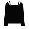 Cold Shoulder Cami T-shirt Pleuche - Noir ONE SIZE