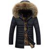 Col en fausse fourrure Manteau Allonger capuche Zip-Up Down - Noir 2XL
