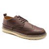 Dark Color Lace-Up Gravure Casual Shoes - Brun 41
