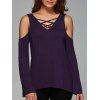 Cold Shoulder Criss Cross Blouse - Violet Foncé L