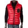 Patch design stand Collar Zippered Quilted Waistcoat - Rouge 2XL