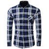 Pocket Agrémentée manches longues Plus Size Plaid Shirt - Bleu 5XL