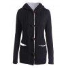 Chic manches longues femmes Solid Color Hooded Cardigan - Noir L