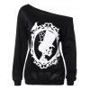 Skulls Imprimer Skew Neck Halloween Sweatshirt - Noir XL