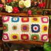 Coussin Handmade Crochet Floral Hollowed Sofa Pillow - coloré 
