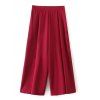 Pantalon taille élastique plissée en mousseline de soie - Rouge vineux S
