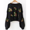 Lanterne manches Pineapple brodé Pull court - Noir ONE SIZE