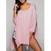 Scoop Neck Batwing manches Side Slit T-shirt - Rose Clair L