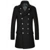 Turn-Down Collar Double-Breasted Woolen Blend Coat - BLACK M