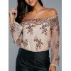 Off The Shoulder Sequin Agrémentée Bodysuit - Abricot S