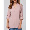 Cut Out V Neck Tunic Blouse - PINK XL