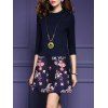 3/4 Floral manches Imprimer Mini robe taille Goutte - Bleu Violet L