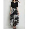 Chiffon Floral Patchwork Dress - Noir L