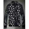 Gaufré en cuir PU Insert Star Print Zip Up Jacket - Noir L