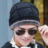 Winter Plaid Stripy Épaissir Double-Deck Knit Ski Hat - Noir 
