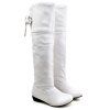 PU cuir Tie Up Flat Heel Cuissardes - Blanc 37