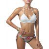 Halterneck Fleur festonné Crochet Bikini - Blanc S