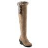 Bottes Plateforme Zipper en fausse fourrure Cuisse - Camel Clair 41